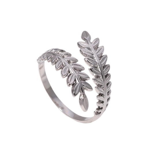 ‘Leaf Me Breathless’ Adjustable Stainless Steel Ring