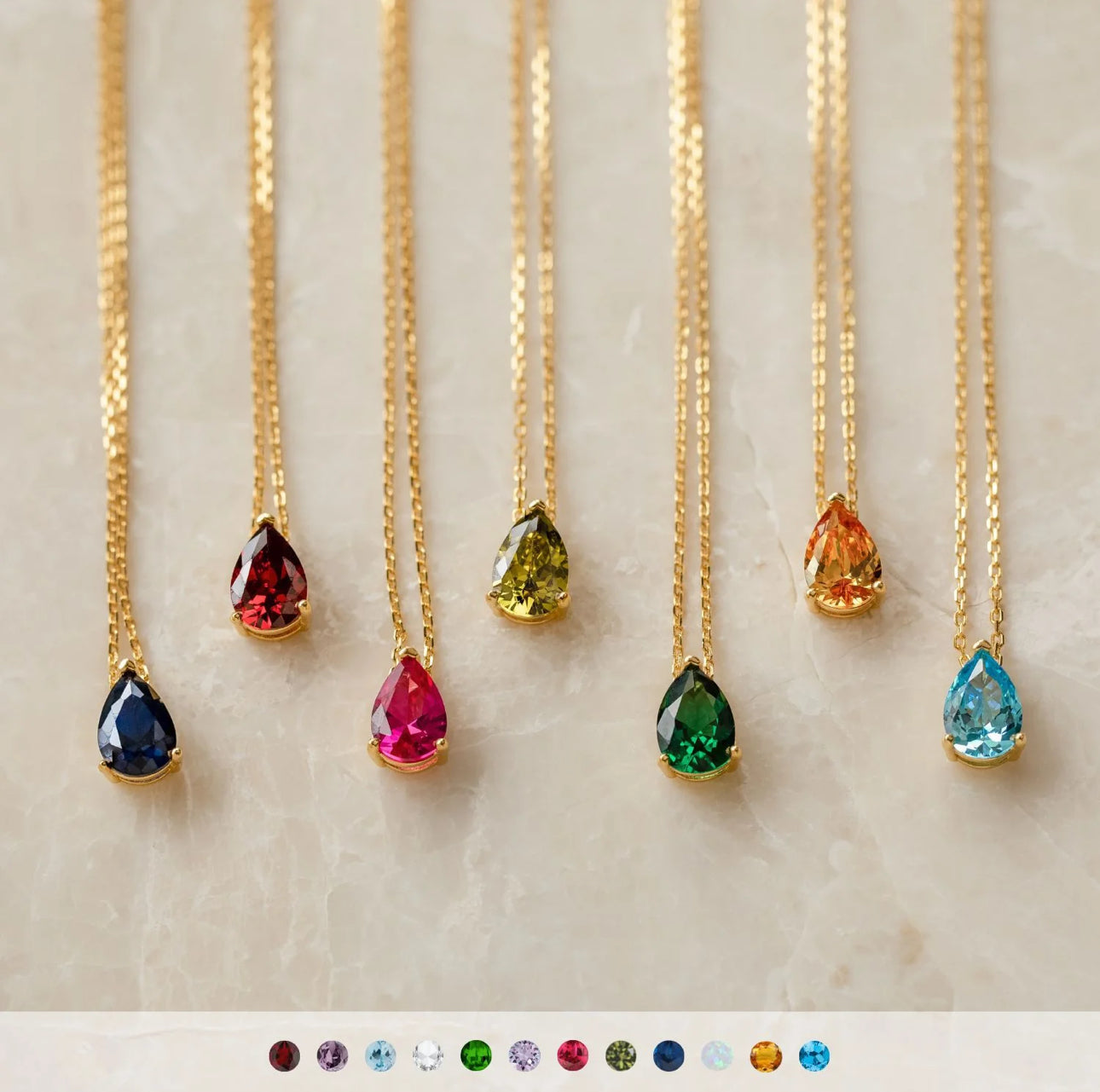 Ellipse Birthstone Gold Necklace