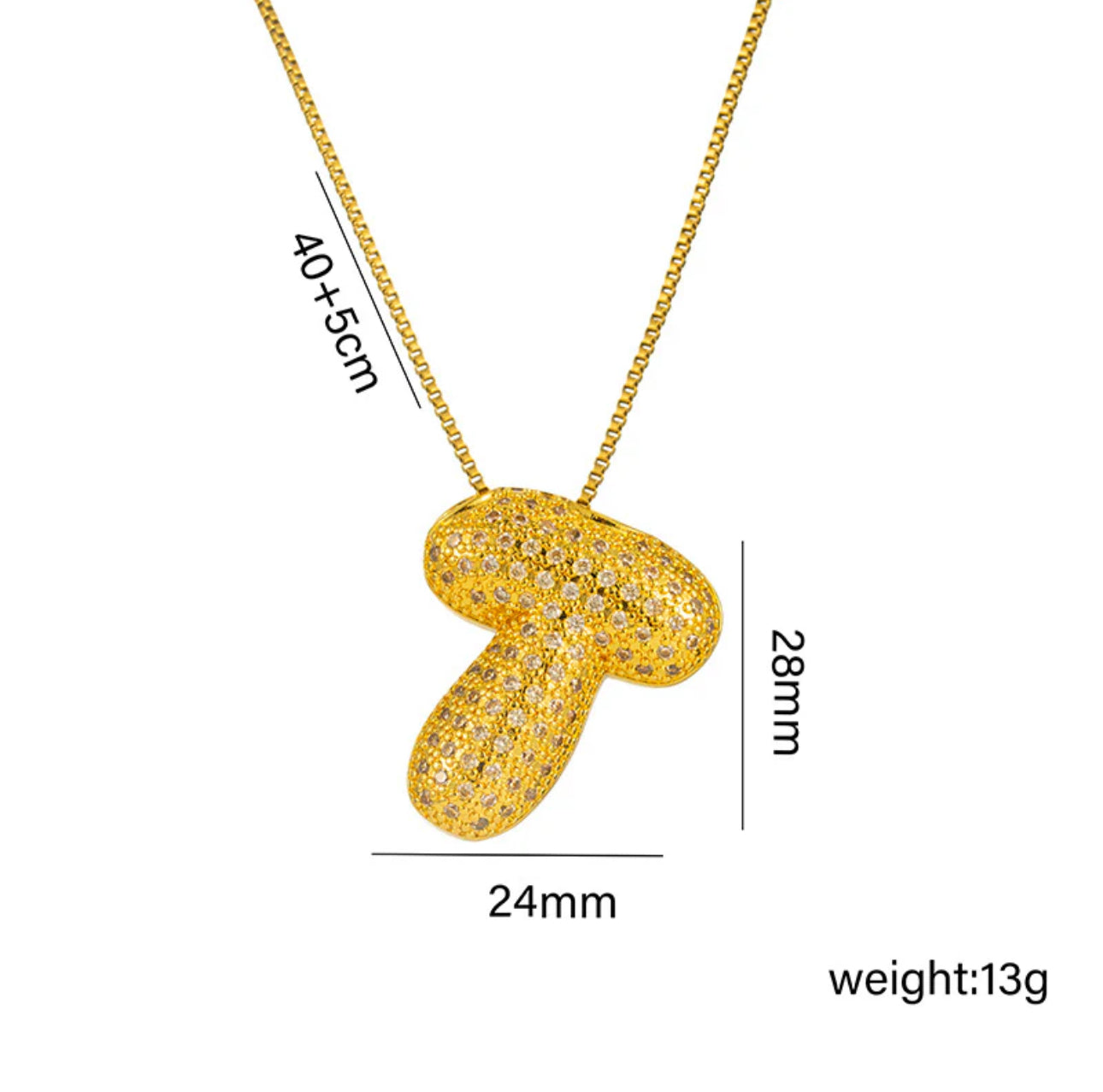 Bubble Initial Gold Necklace