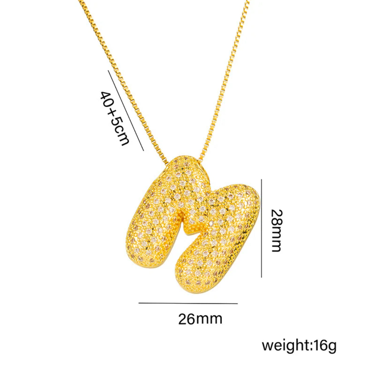 Bubble Initial Gold Necklace