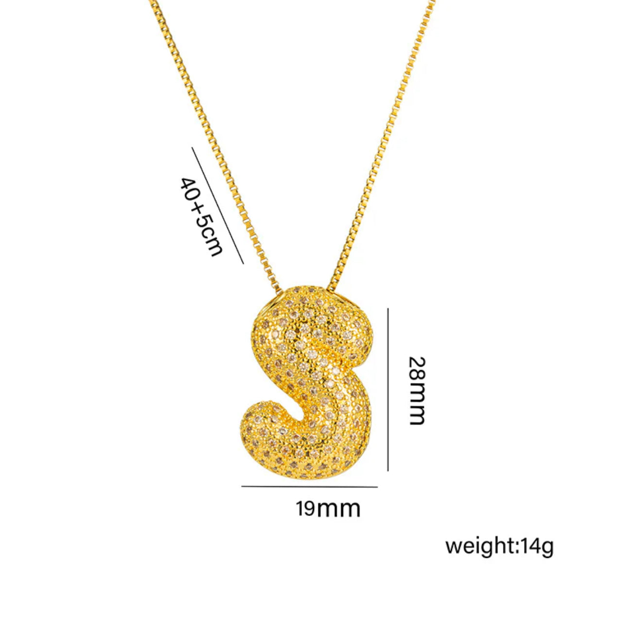 Bubble Initial Gold Necklace