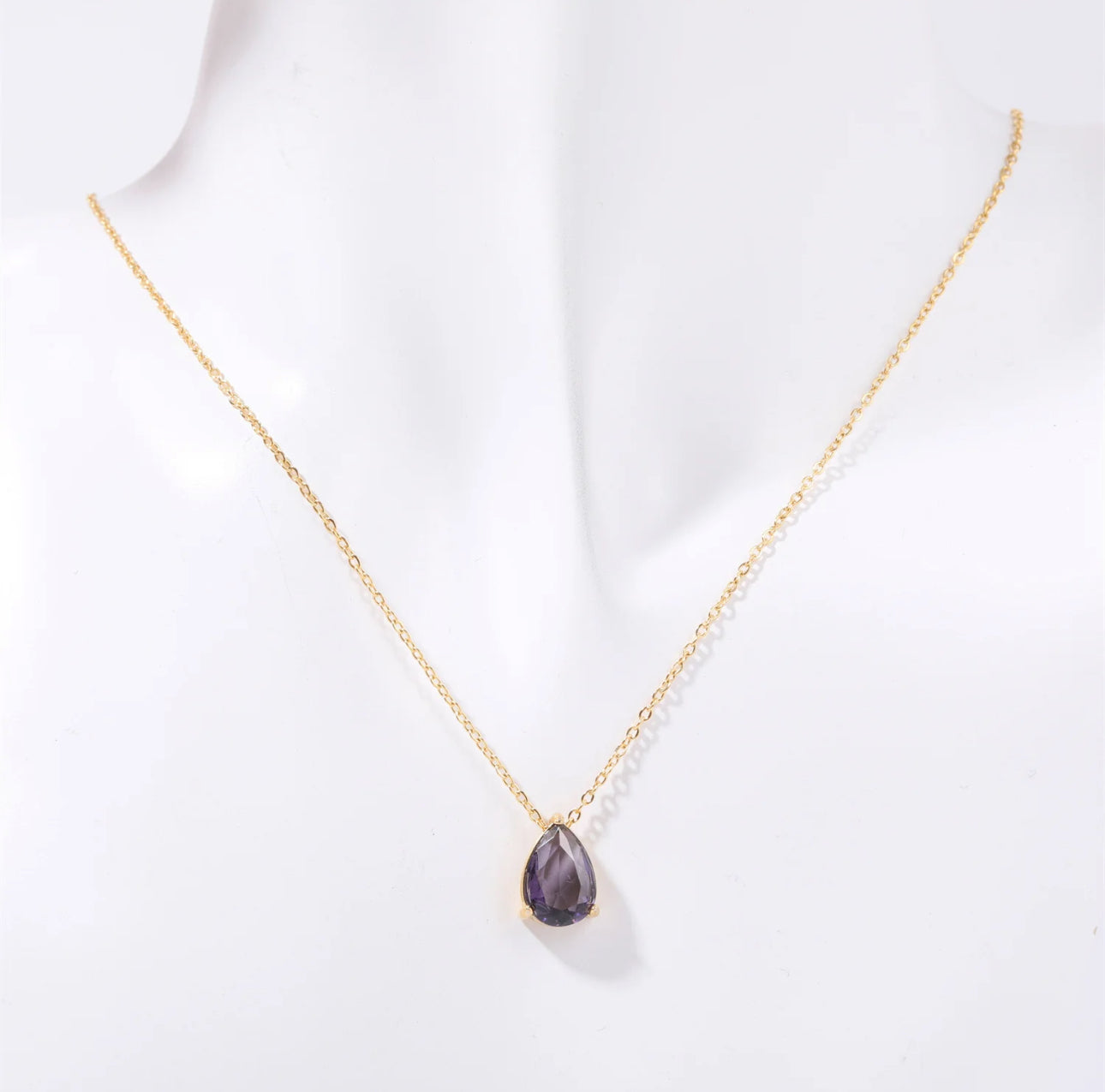 Ellipse Birthstone Gold Necklace