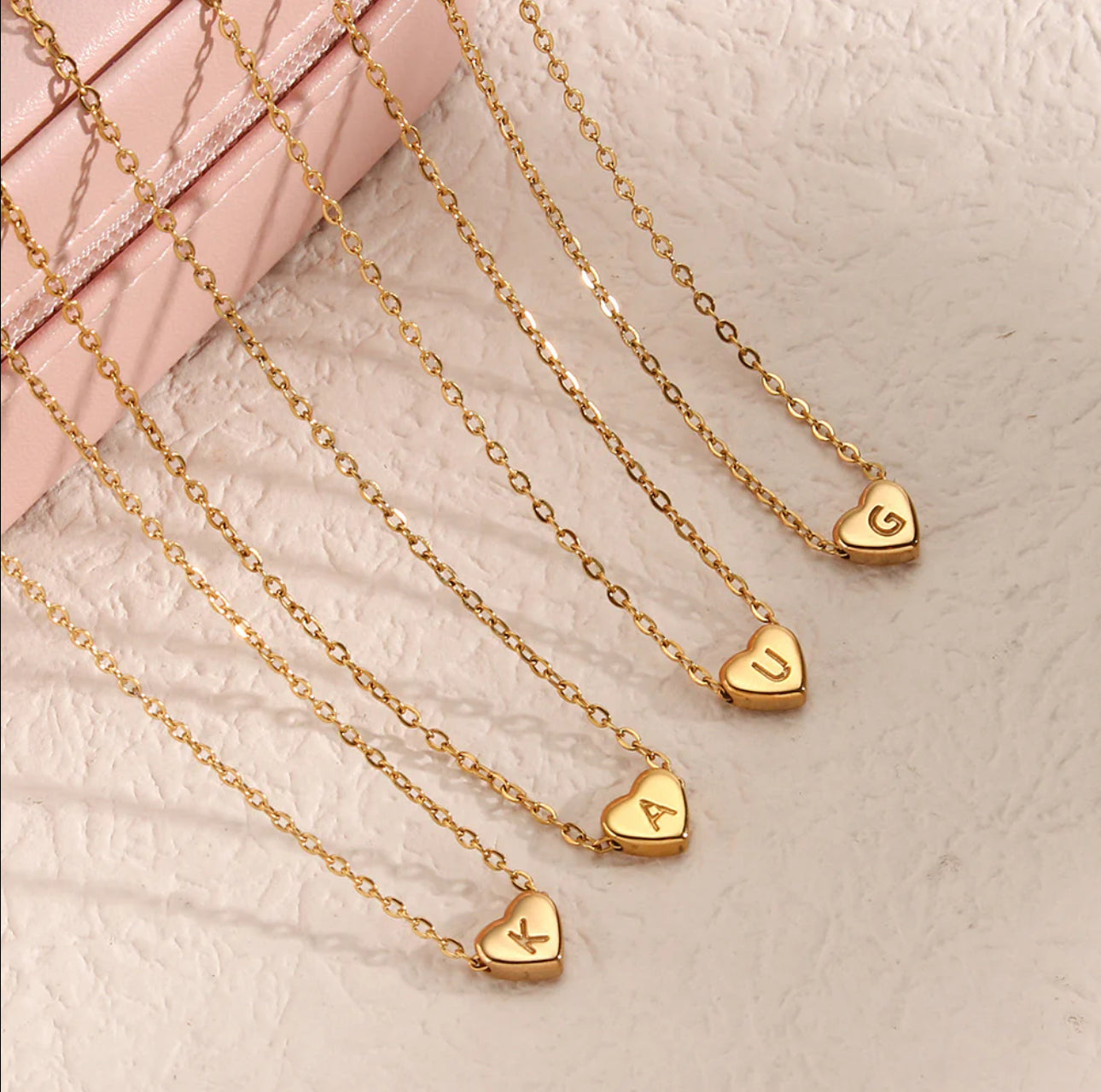 ‘Hearts’ Initial Gold Necklace