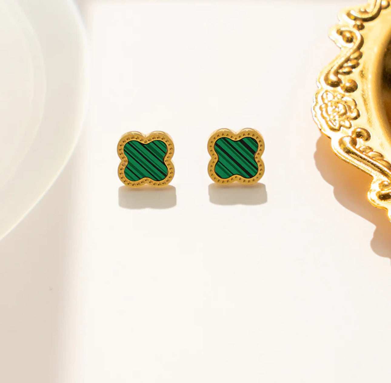 Floral Harmony Gold Stud Earrings