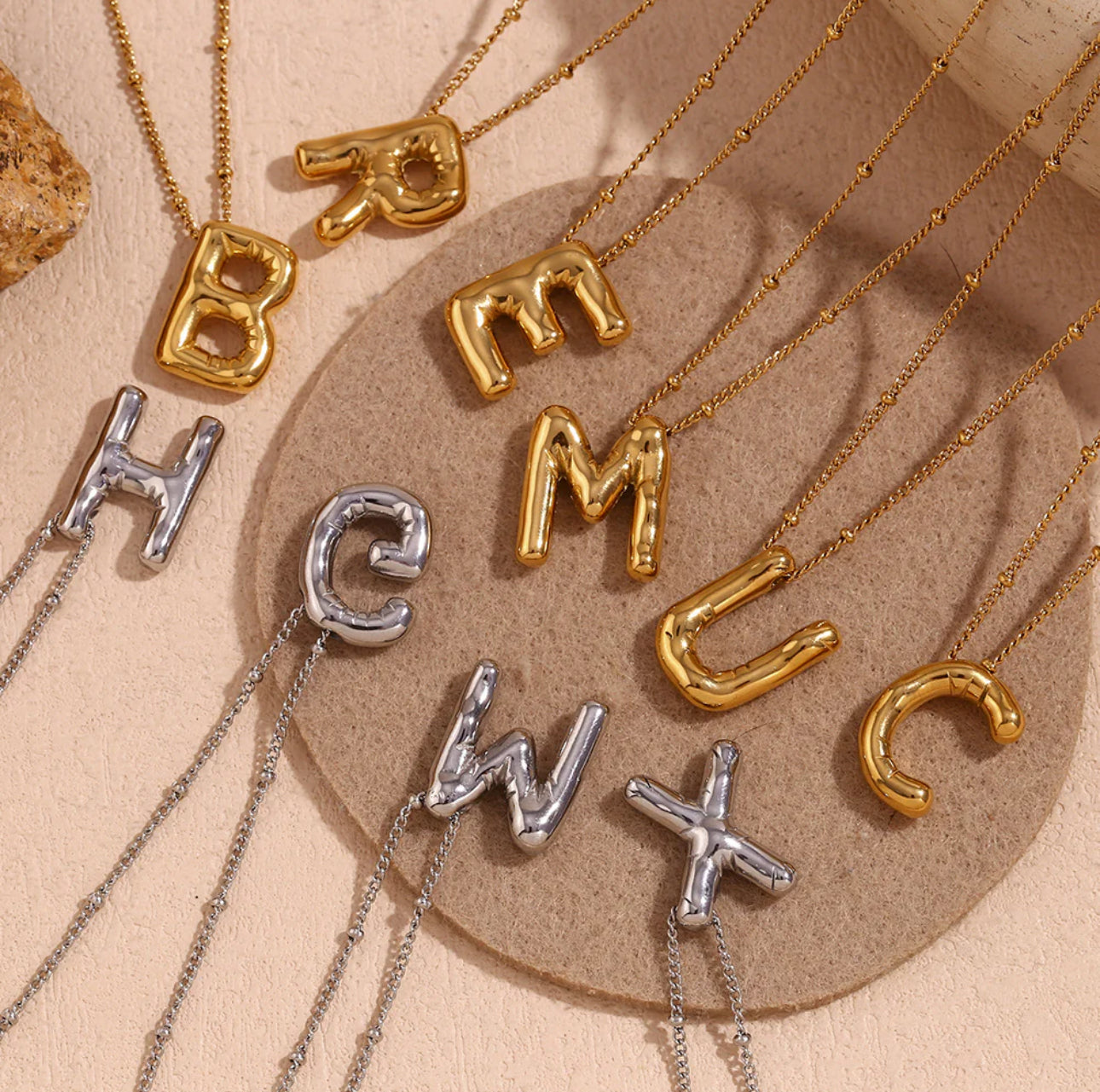 ‘Balloon’ Initial Gold Necklace