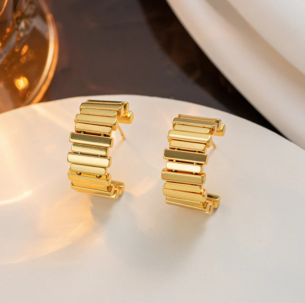 Asymmetrical Gold Hoop Earrings