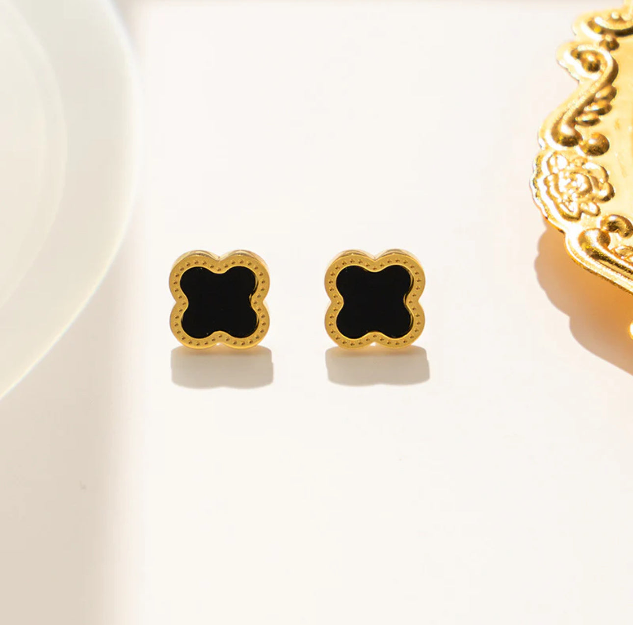 Floral Harmony Gold Stud Earrings