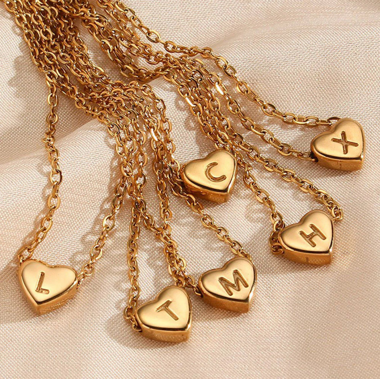 ‘Hearts’ Initial Gold Necklace