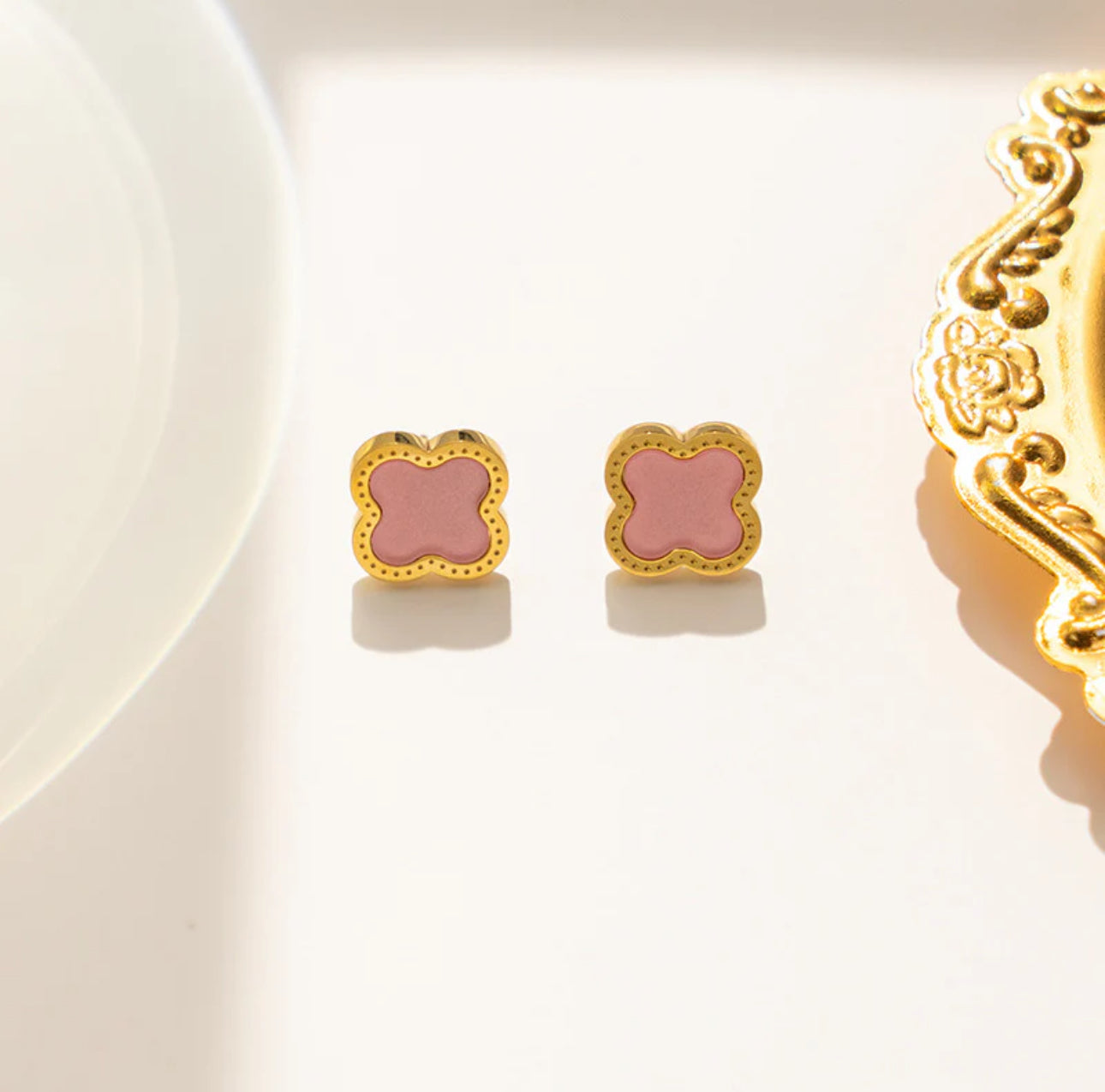 Floral Harmony Gold Stud Earrings