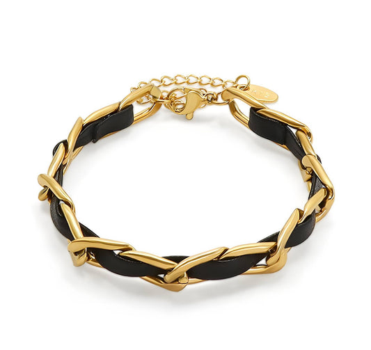 ‘Woven Black’ Gold Bracelet