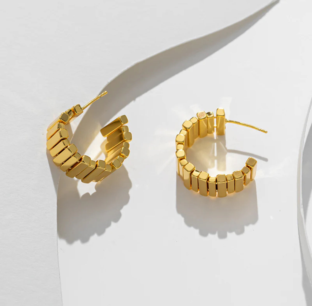 Asymmetrical Gold Hoop Earrings