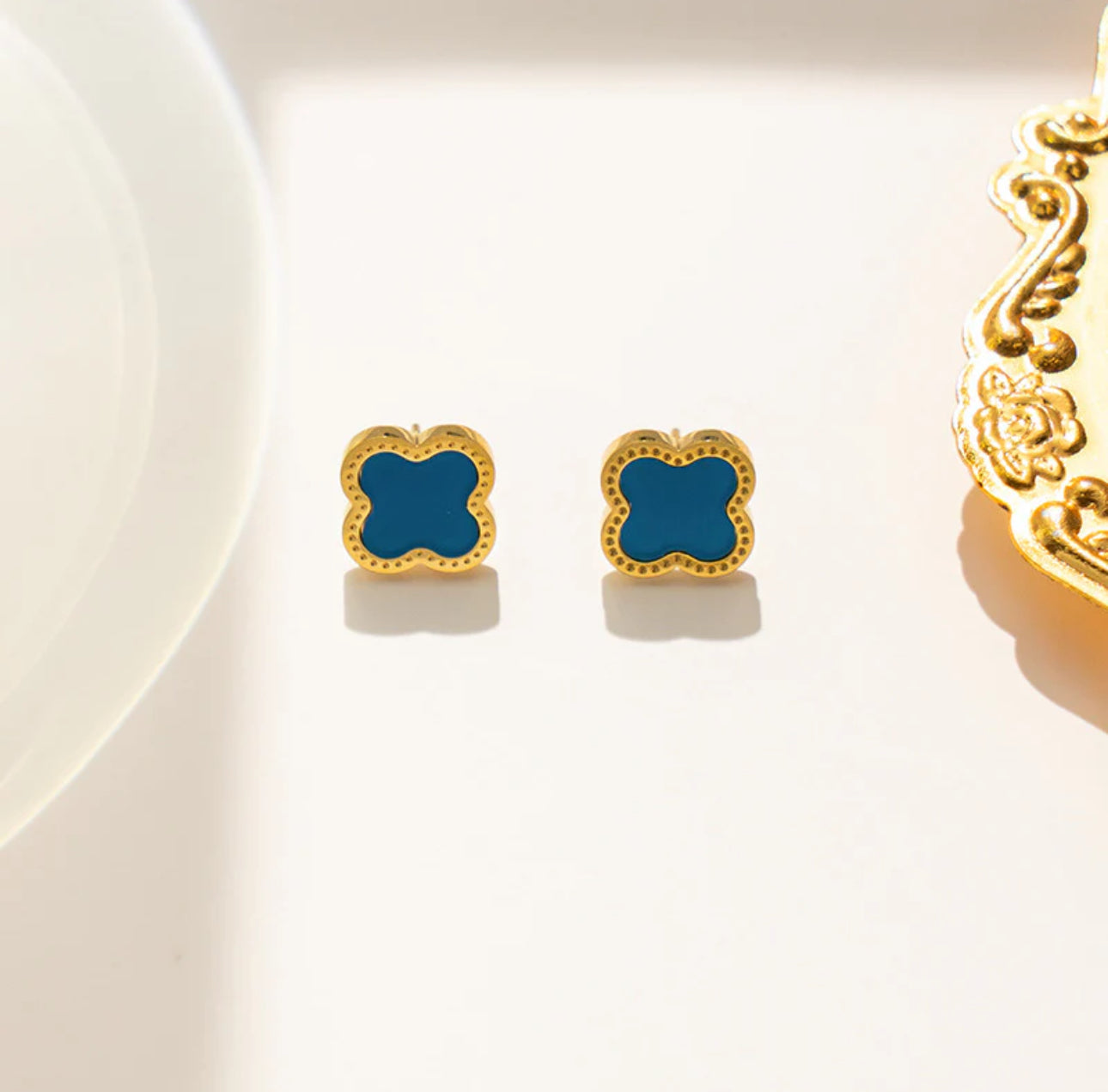 Floral Harmony Gold Stud Earrings