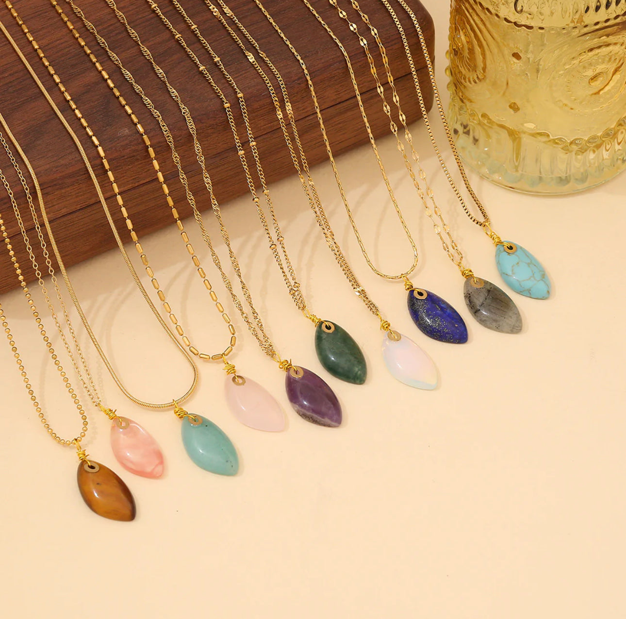 ‘Natural Stone’ Gold Necklace