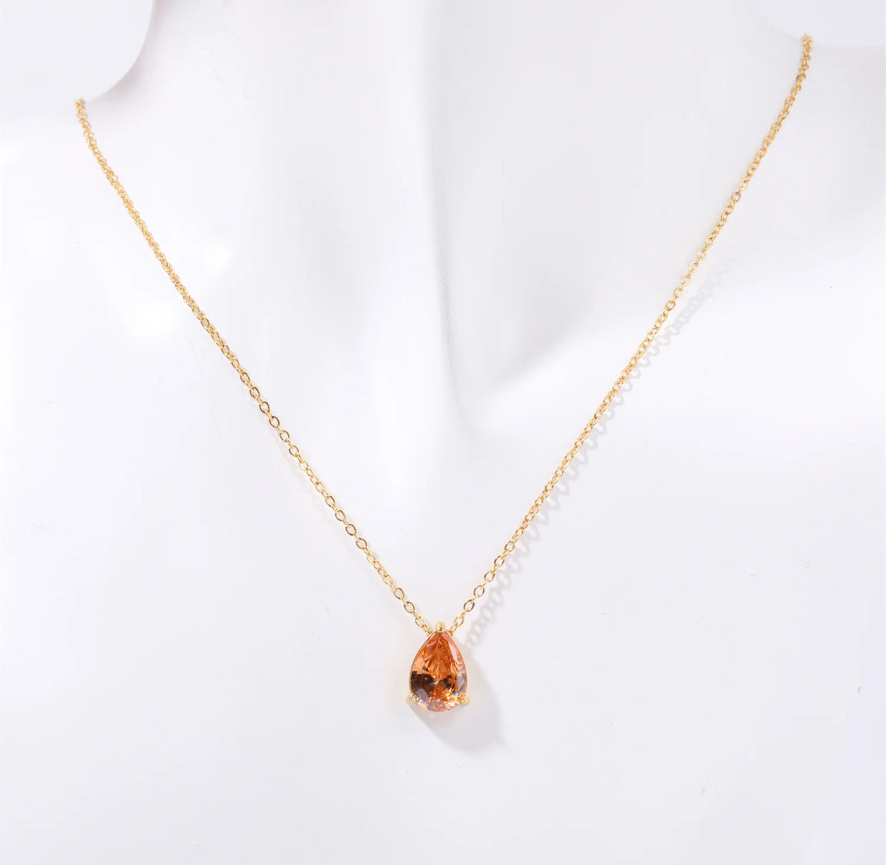 Ellipse Birthstone Gold Necklace