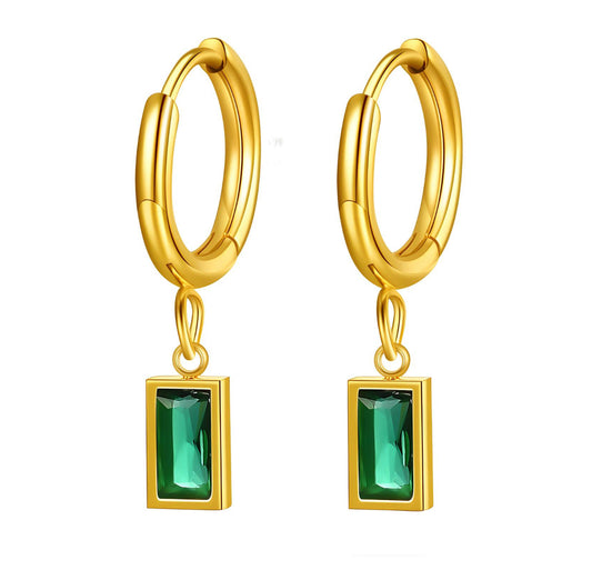 ‘Green Goddess’ Gold Earrings