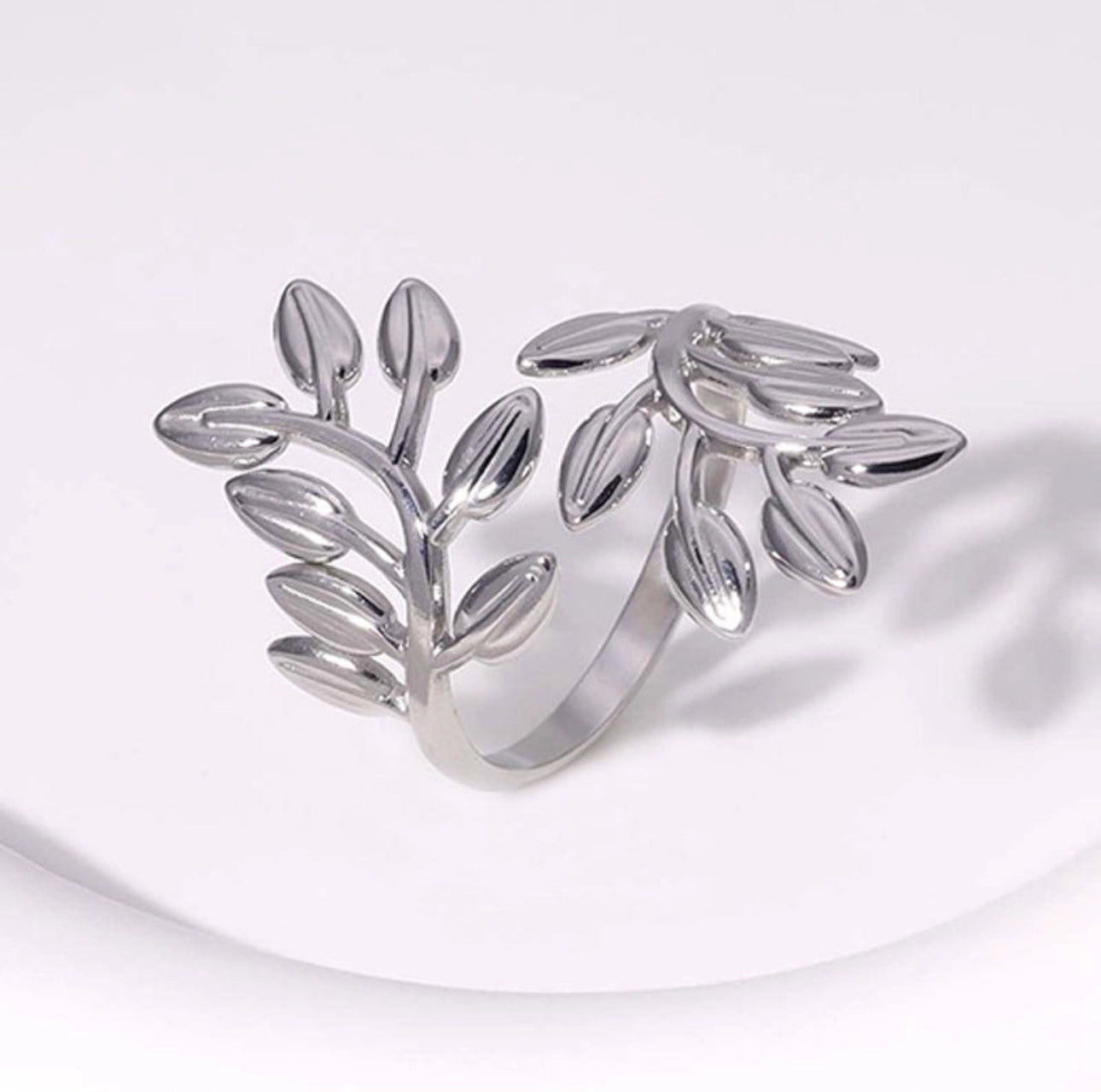 ‘Leaf it out’ Adjustable Stainless Steel Ring