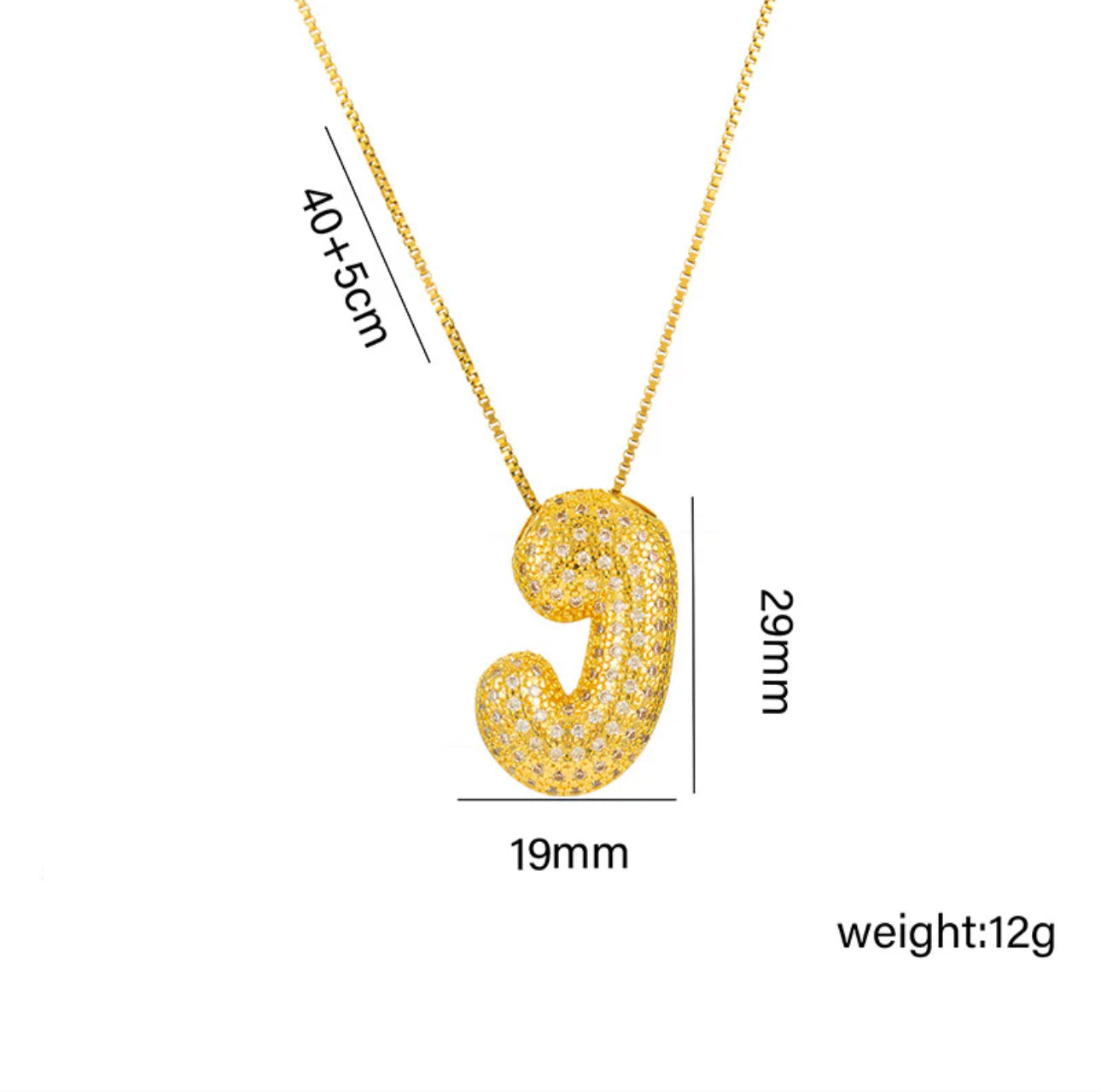 Bubble Initial Gold Necklace