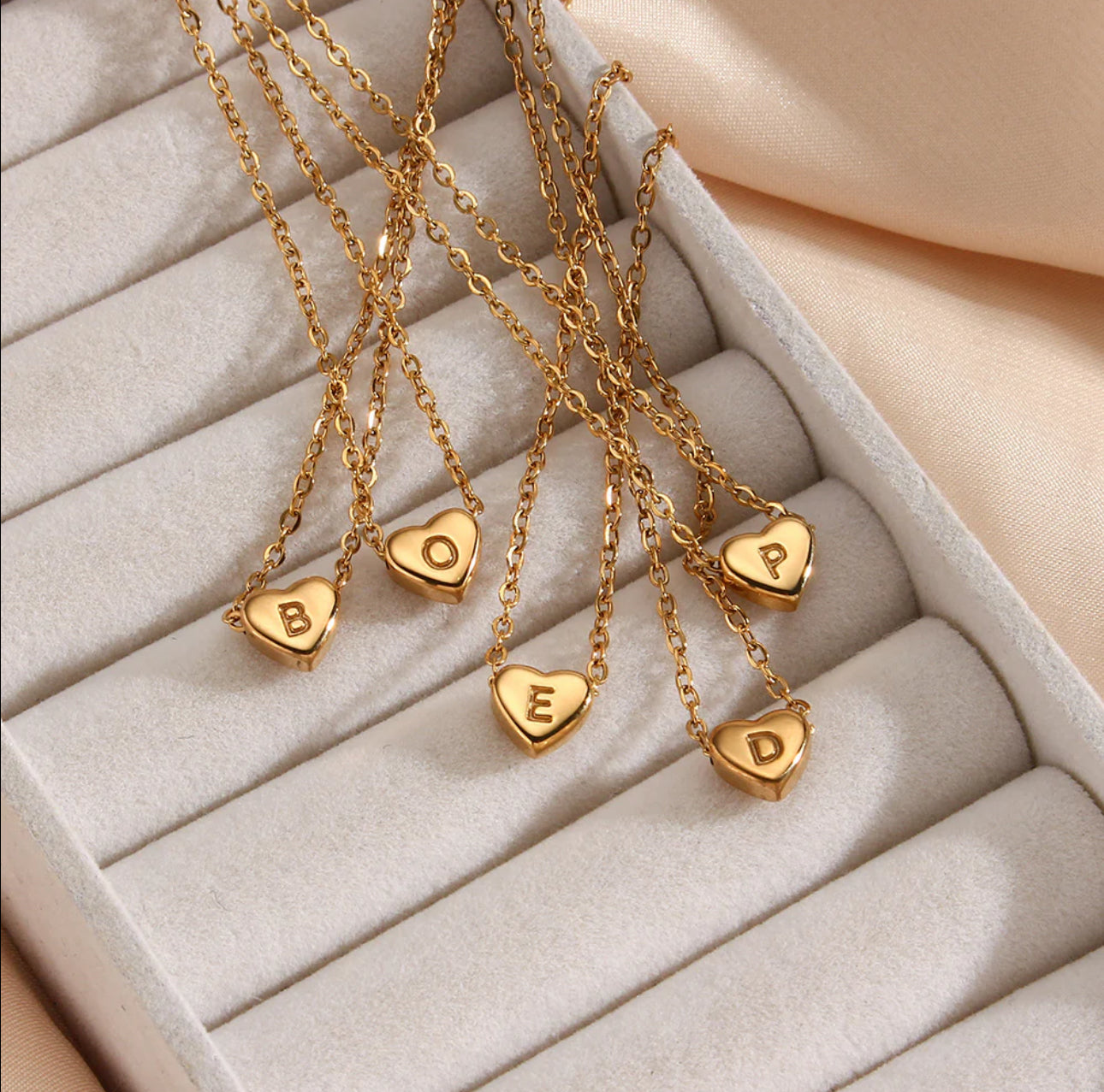 ‘Hearts’ Initial Gold Necklace