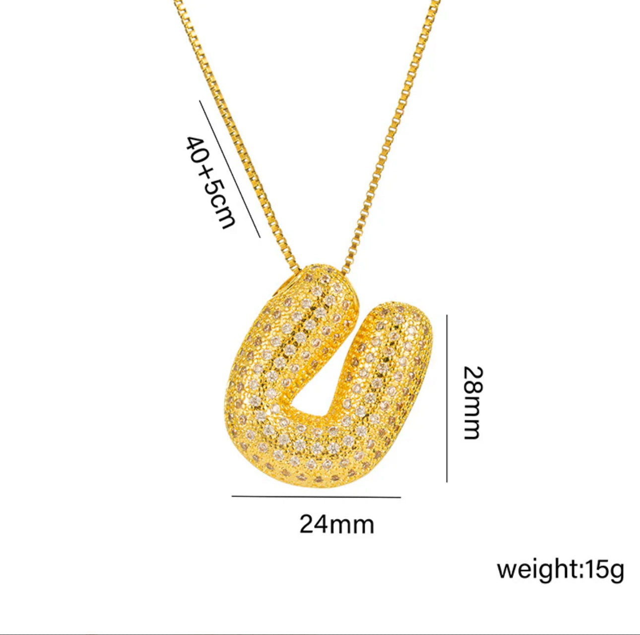 Bubble Initial Gold Necklace