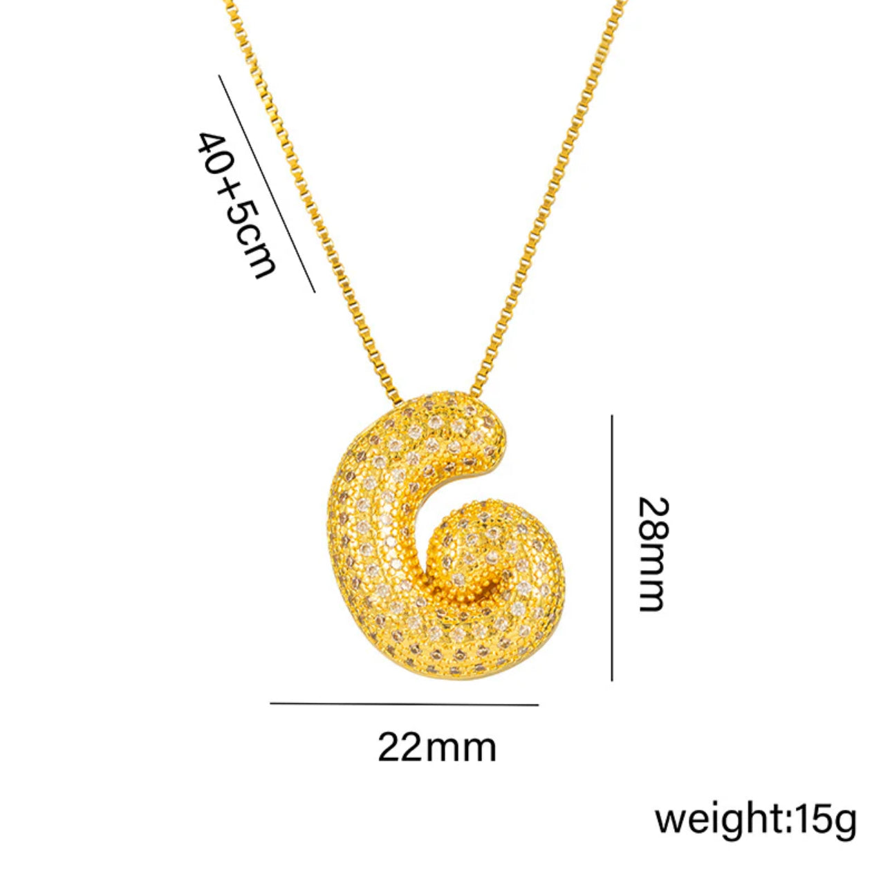 Bubble Initial Gold Necklace