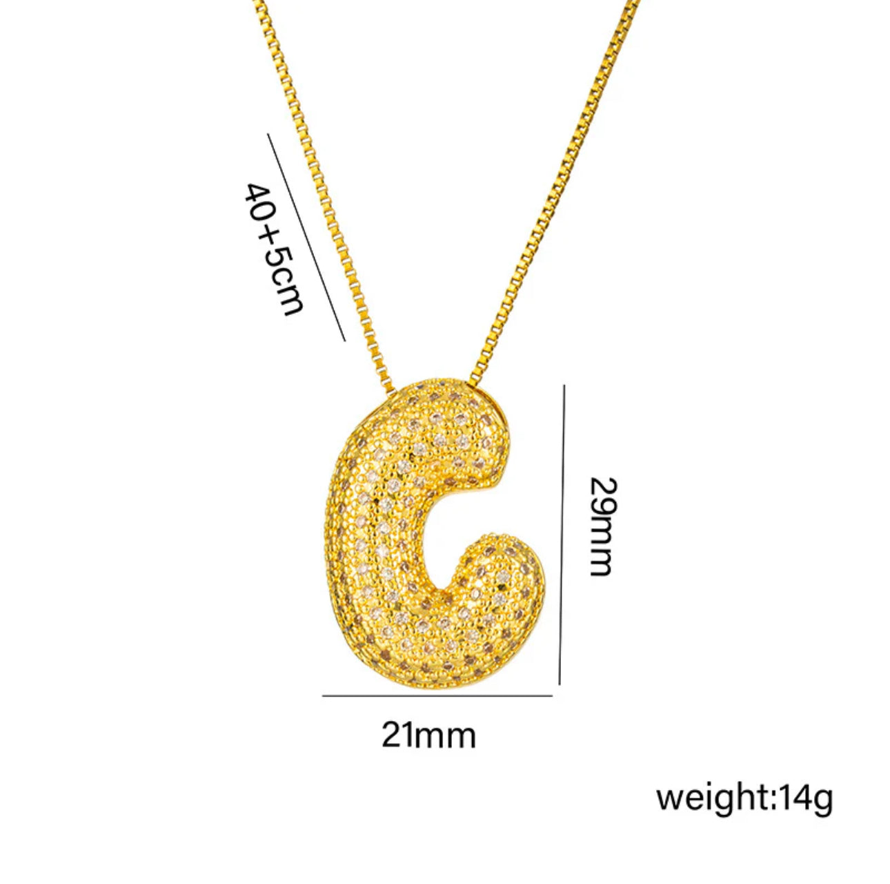 Bubble Initial Gold Necklace