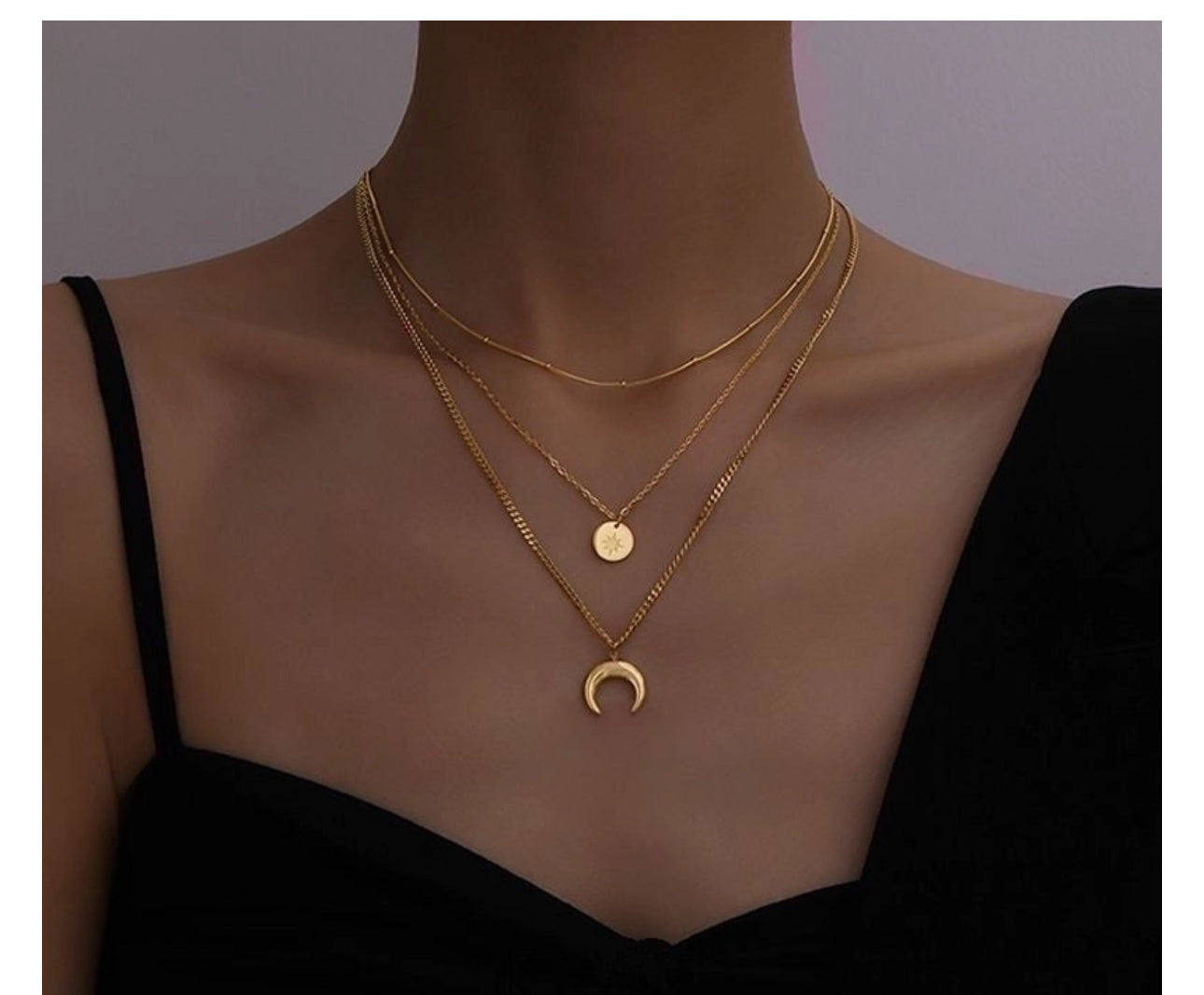 ‘Moonshine’ Gold Layered Pendant Necklace