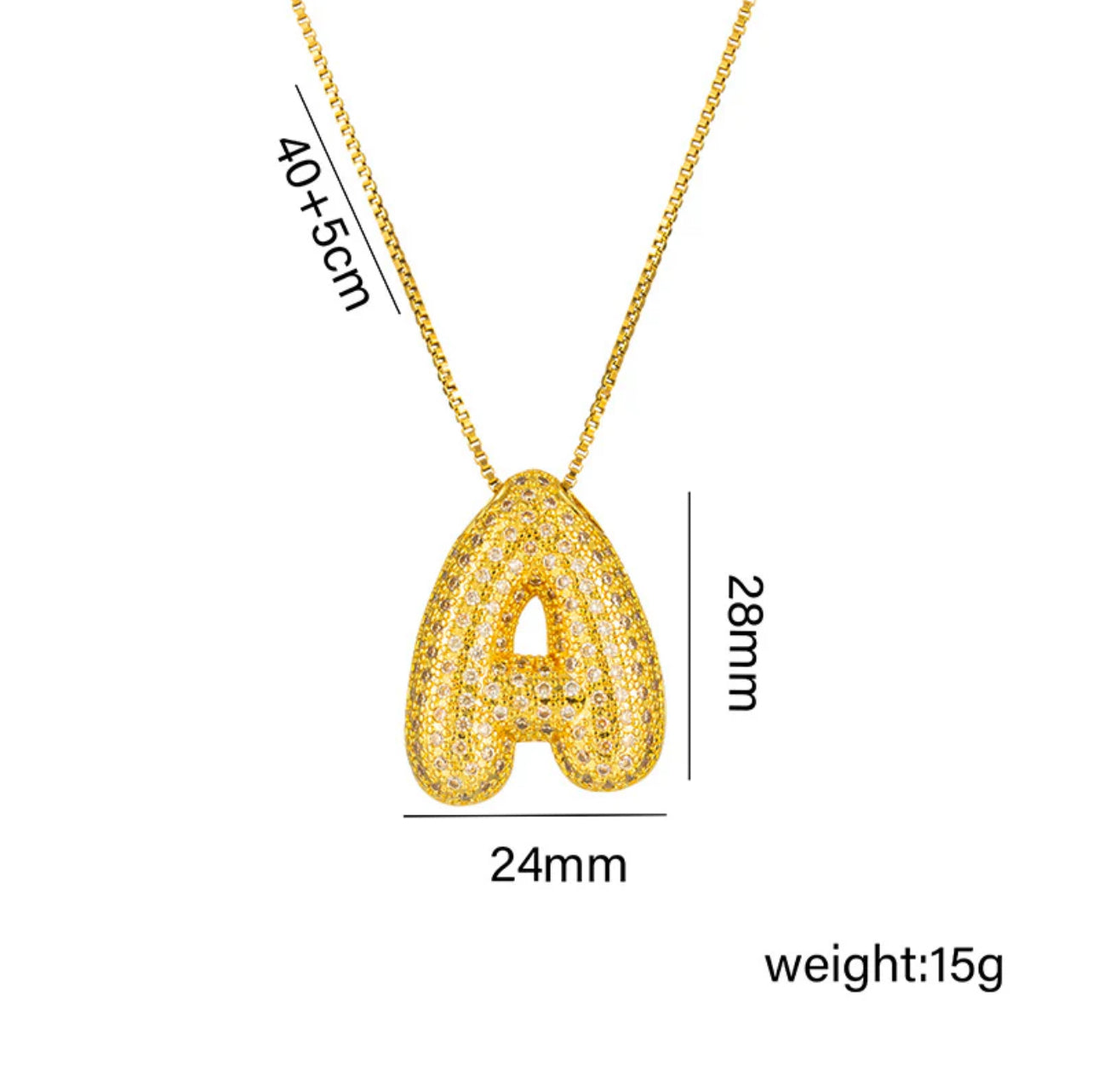 Bubble Initial Gold Necklace