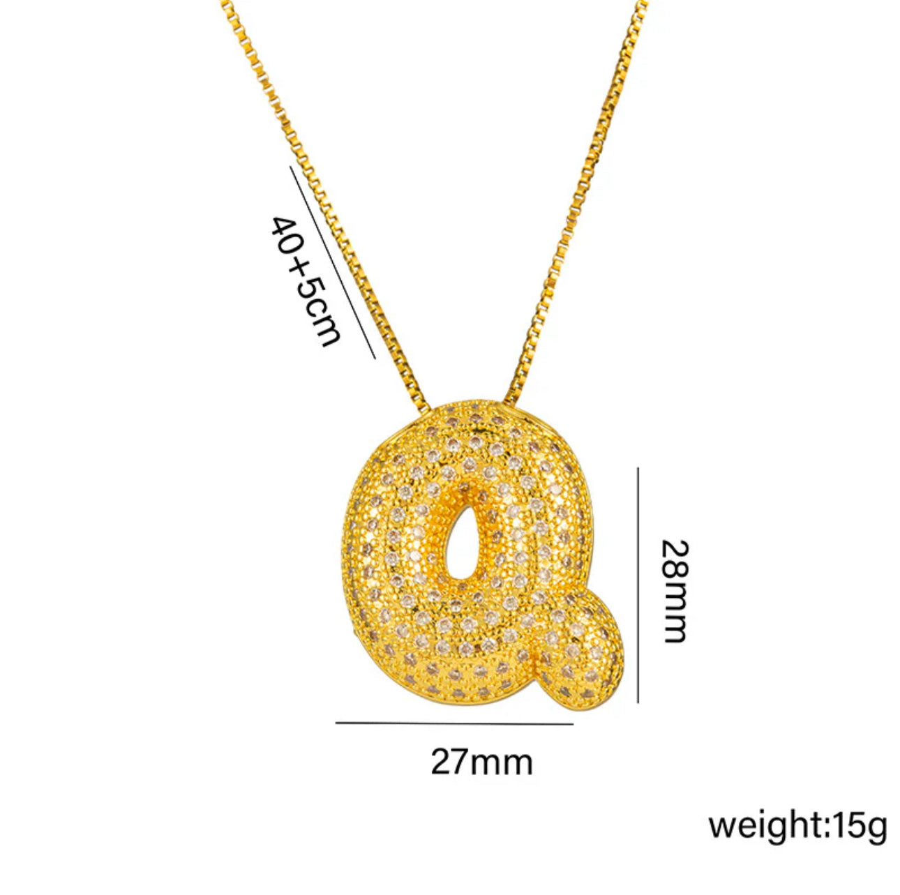 Bubble Initial Gold Necklace