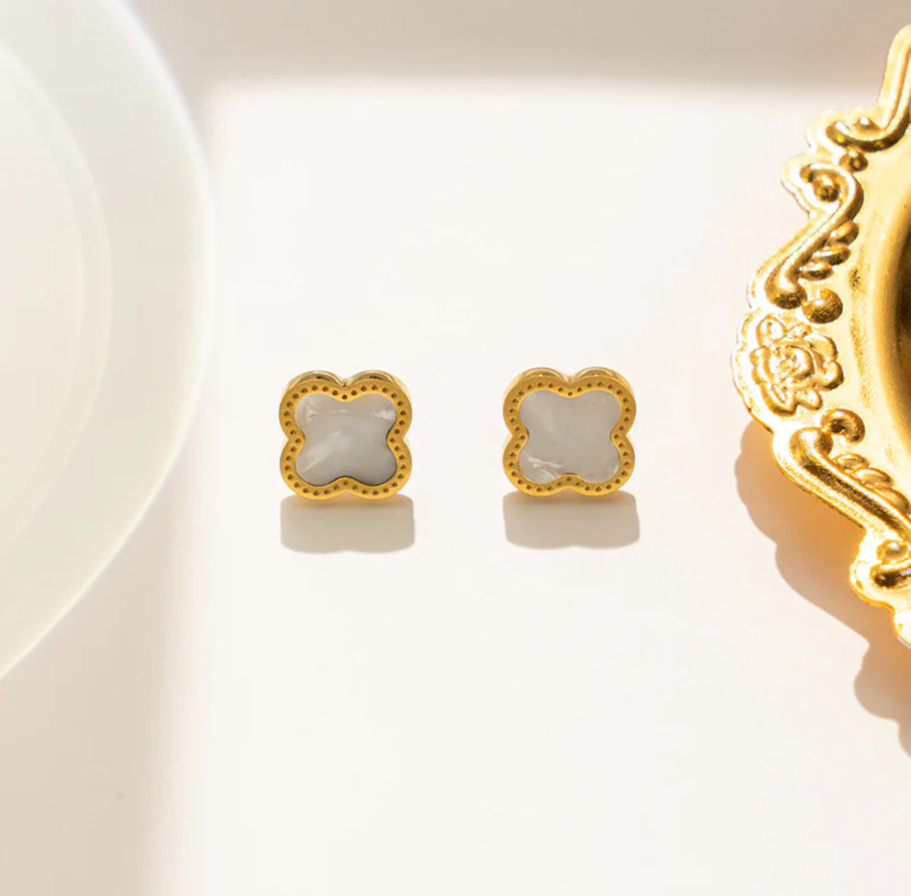 Floral Harmony Gold Stud Earrings