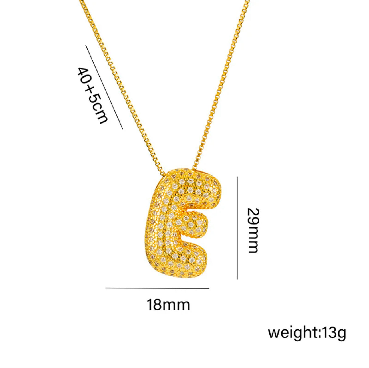 Bubble Initial Gold Necklace