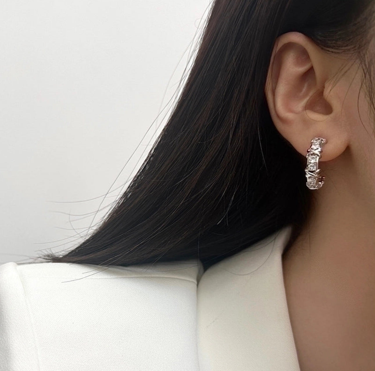 ‘Tempting’ Silver Stud Hoop earrings