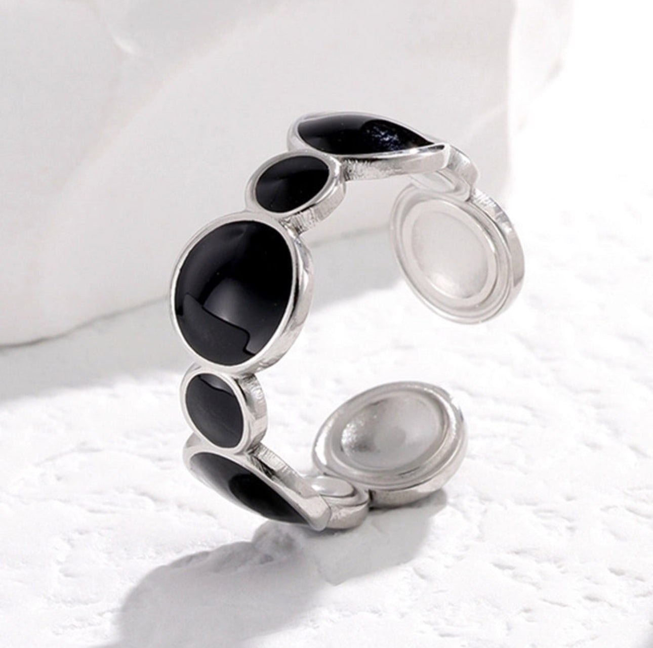 ‘Midnight Subduction’ Adjustable Stainless Steel Ring