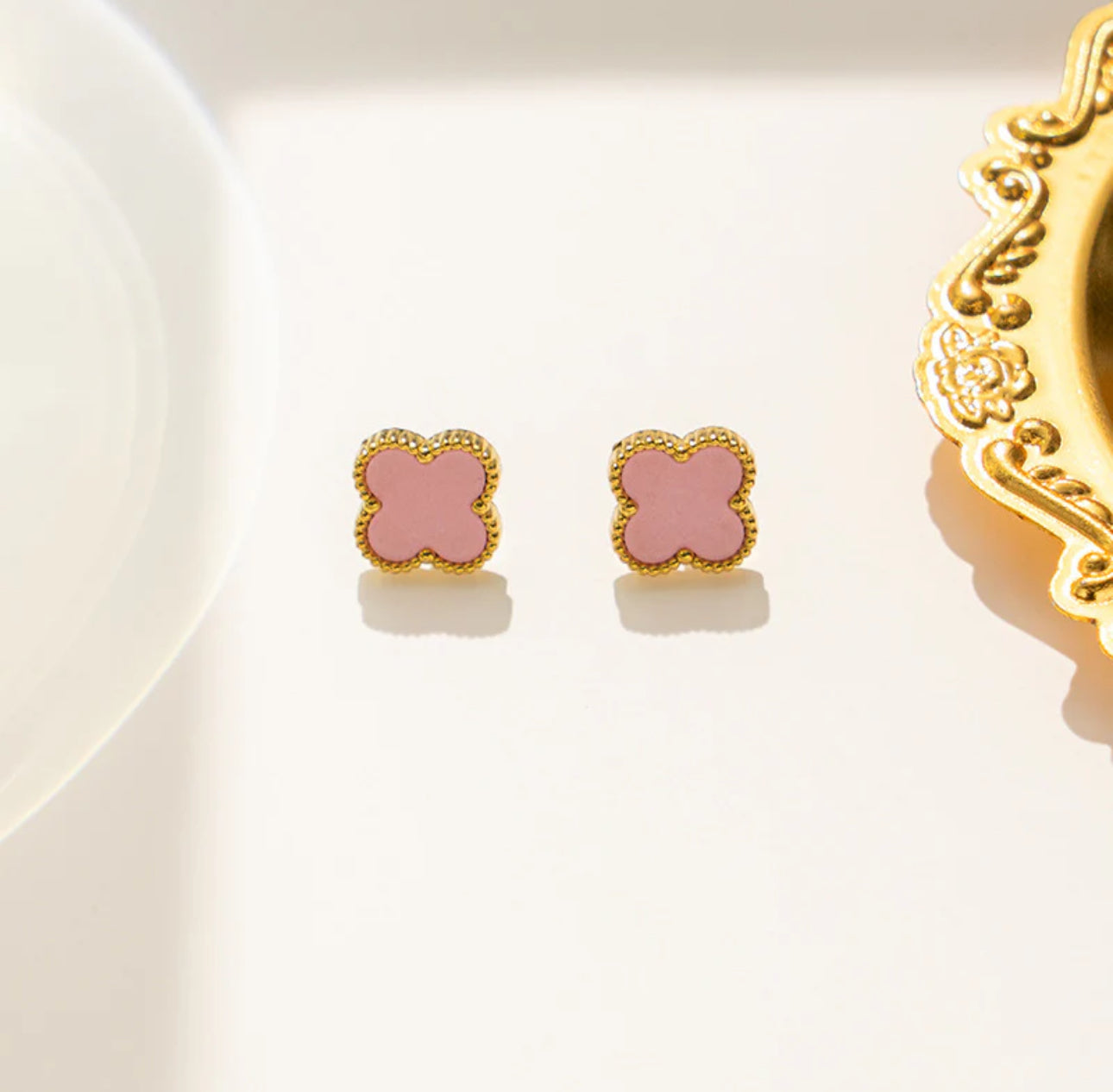 Floral Harmony Gold Stud Earrings