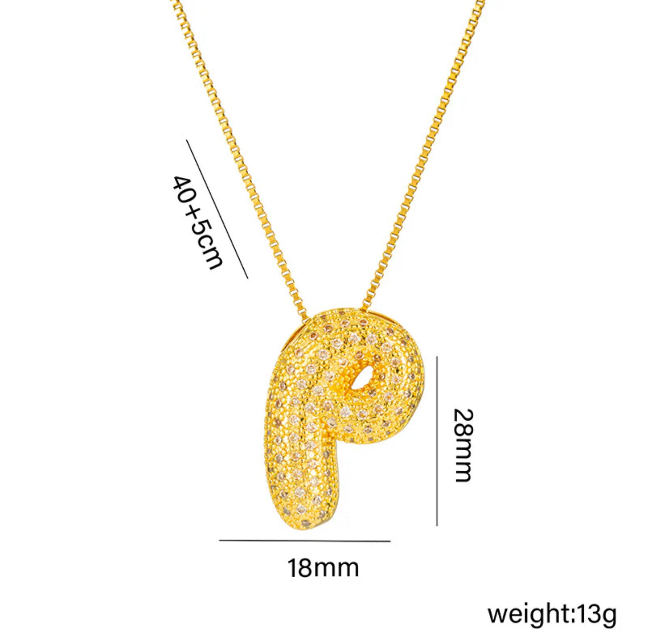 Bubble Initial Gold Necklace