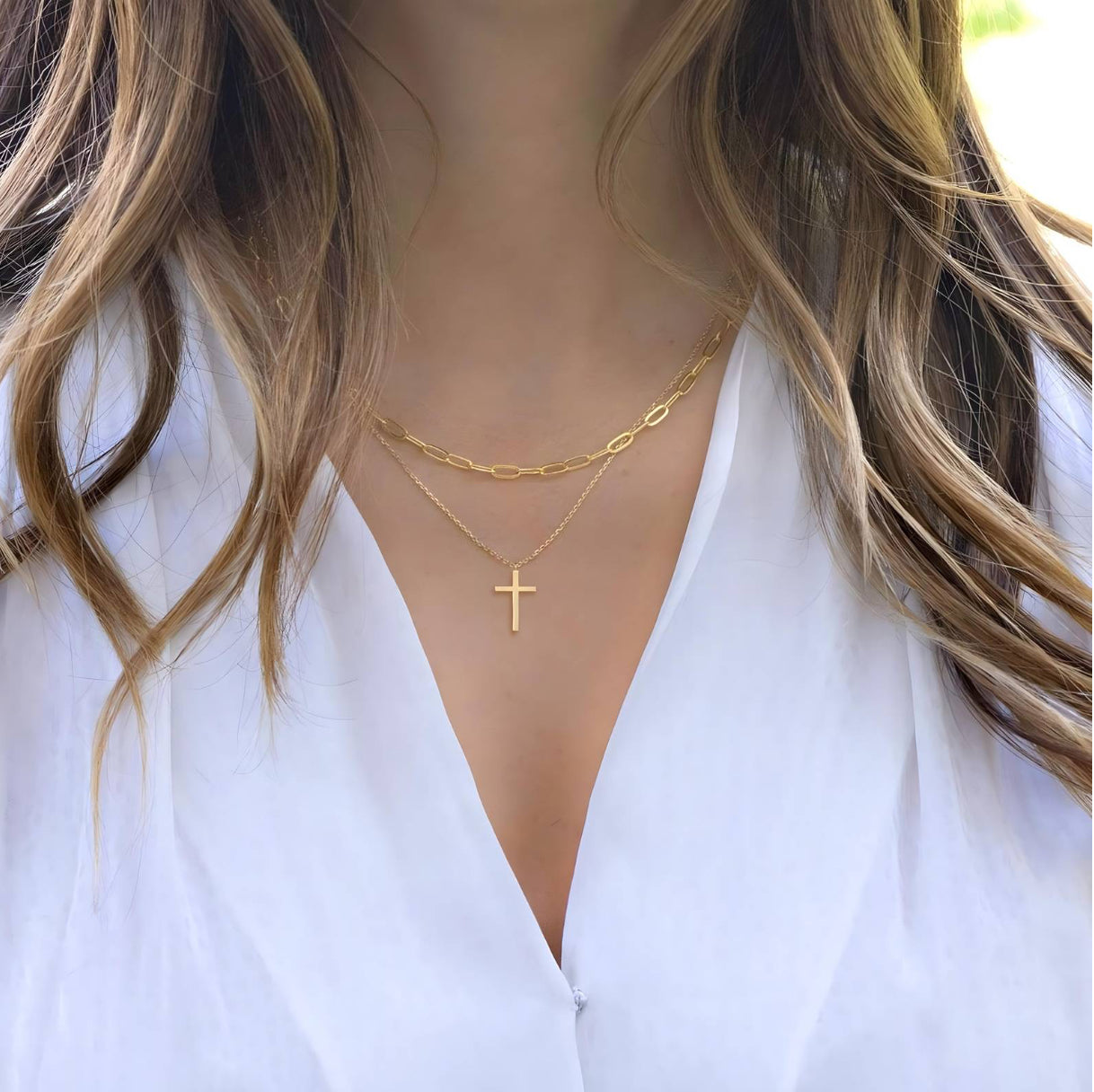 ‘Eternal Radiance Cross’ Gold Necklace